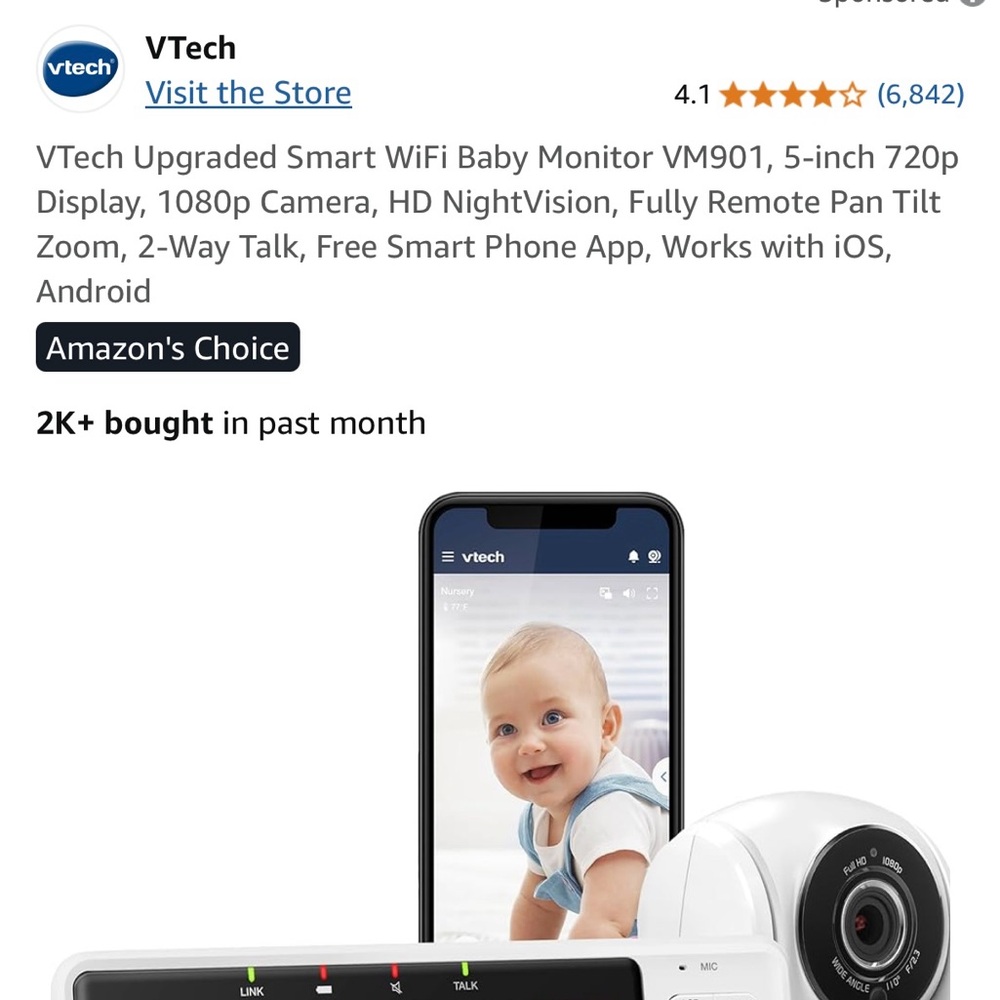 Tech smart baby monitor.
